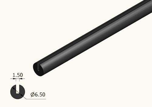 Round Rubber channel - 6.6mm diameter with 1.5mm slot