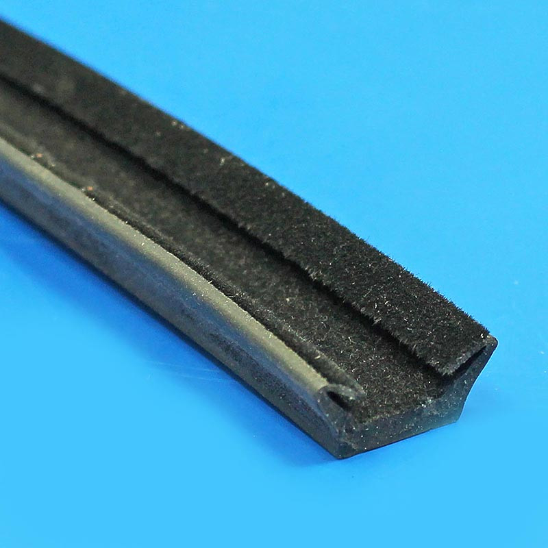 Window channel - Rubber with flock finish, for 4.5mm or 6mm glass, for 13mm channel