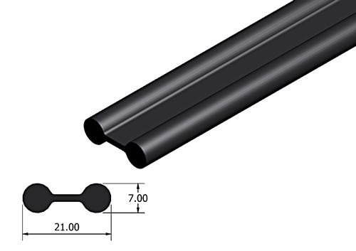 Double bead rubber extrusion, 21mm x 7mm