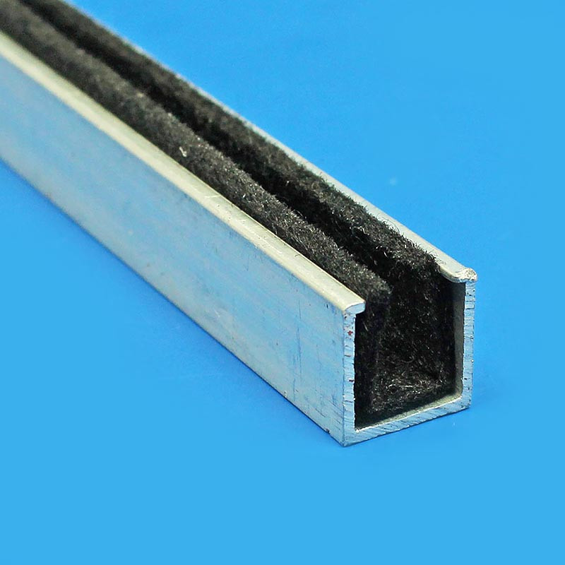 Rigid aluminium window channel - For 6mm glass, 14mm x 15mm